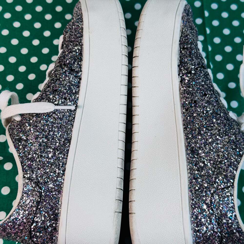 J. Adams Hero Platform Sneakers for Women Glitter Silver 7.5 - Picture 7 of 9